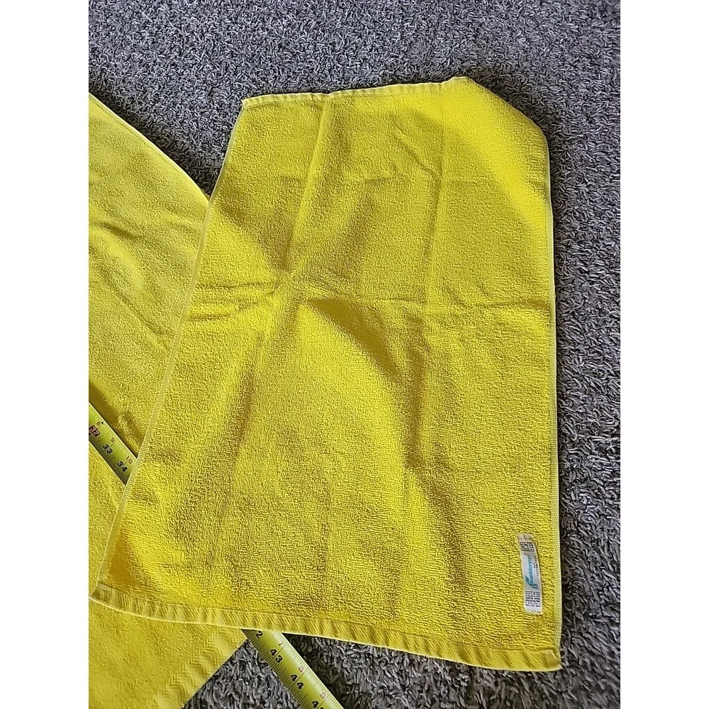 Vintage Fieldcrest Bath And Hand Towel Bright Yellow MADE In USA